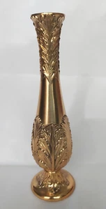 Vaso bocciolo sovrapposizione foglie ottone vintage 7” Taj Importing Co. senza segni - Foto 1 di 9