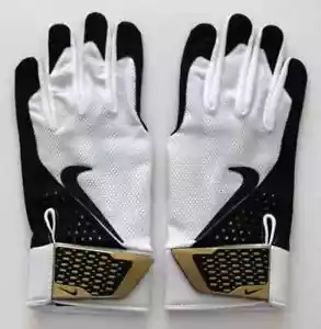 Nike Alpha Elite Batting Gloves Men's Large White/Black/Metallic Gold - Picture 1 of 4