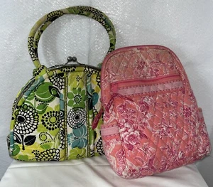 Vintage Vera Bradley Hope Toile Rucksack Limetten hoch Umhängetasche Tasche Posten H - Bild 1 von 4