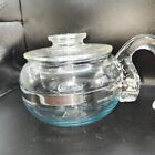 Vintage Pyrex Flameware Glass Tea Pot Kettle 6 Cup 8336 with Lid And Handle, USA