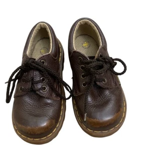 Kids Vintage 90s Brown Leather Dr Martens Lace Up Oxford Size 8 - Picture 1 of 5