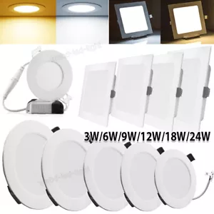 LED Recessed Ceiling Panel Down Light 24W 18W 12W 9W 6W 3W Downlight Lamp US - Picture 1 of 26