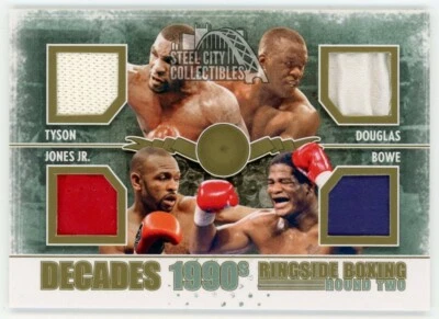 Tyson/Douglas/Bowe/Jones Jr 2011 Ringside Boxing Round 2 Quad Gold Patch /10 - Image 1 of 2
