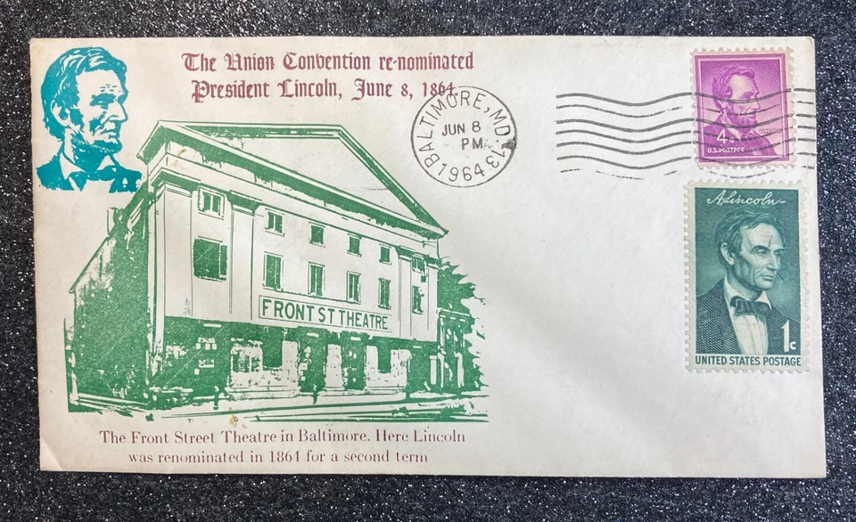 1964 1st-Day Issue 100th Anniversary Lincoln's 2nd Nomination / 4¢ & 1¢ Stamps - Image 1 of 4