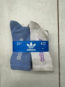 Adidas 6 Pack Multicolor Crew Socks Unisex Kids Size 5-7Y - Picture 1 of 4