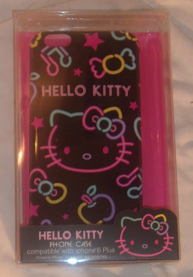 FUNDA DE TELÉFONO HELLO KITTY CON DISEÑO DE LETRERO DE NEÓN PARA iPHONE 6 PLUS NUEVA EN PAQUETE Foto 1 de 2