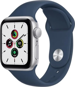 Apple Watch SE GPS 40mm Cassa in Alluminio Argento Cinturino Sport Blu MKNY3 - Afbeelding 1 van 4
