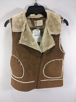 Zara Girls Sz. 11/12 Faux Suede & Fur Vest Zip-Up Two Pockets - Image 1 of 4