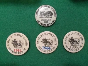 4 1980er Pinback Buttons Central NY Chapter of Pioneer Gas Engine Ass'n Inc. - Bild 1 von 3