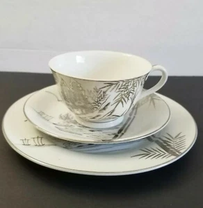 Vintage MEIYO China Nippon Tea Cup Saucer Luncheon Plate Set of 3 - Picture 1 of 12