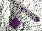 Ralph Lauren Purple Label MEN'S WHITE BLACK STRIPED SILK NECKTIE