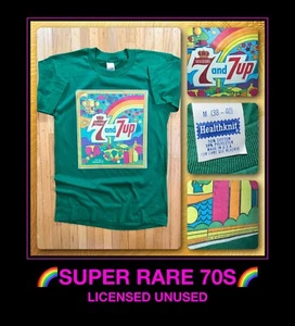 VTG 80s 70s Peter Max 7up Pepsi Soda Seagrams 7 Crown Whiskey Promo NOS T-Shirt - Picture 1 of 24