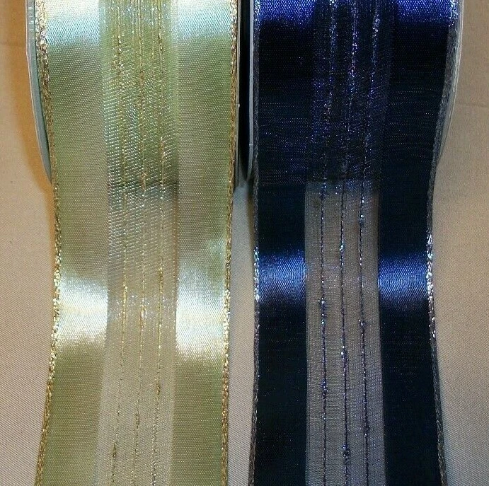 6 yds FORTRESS WIRE EDGE RIBBON    2" wide   (choice of 2 colors) - Image 1 of 1