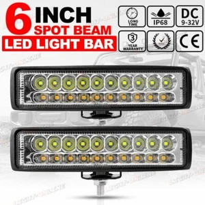 Pair 6inch LED Work Light Bar Flood Spot Driving Fog Lamp Offroad Truck 4WD SUV - Foto 1 di 11