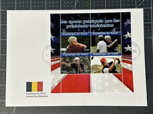 Chad 2020 Large FDC Golf Bill Clinton Donald Trump Barack Obama Sports 4v M/S - Picture 1 of 1