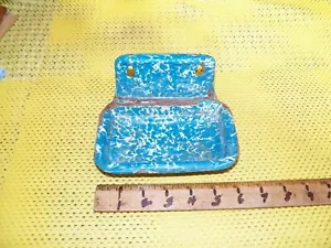 Portasapone da parete smaltato blu vintage, smalto retrò bagno - Foto 1 di 3