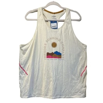 Brooks 女式 XL 码距离背心 2.0 Mist Ochre 日出风景新款跑步者  — 第 1/4 张图片