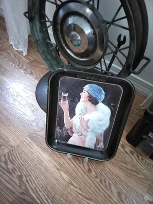 Drink Coca Cola Coke Soda Pop Tray Flapper Girl Lady Blue Hat - Image 1 of 4