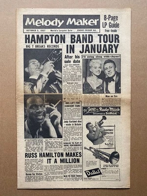 VARIOUS 1957 MELODY MAKER MAGAZINE OCTOBER 5 1957(LIONEL HAMPTON/JAYNE MANSFIELD - Image 1 of 2
