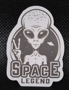 UFO UAP Alien Decal Sticker "Space Legend" Approximately 2.25"×1.5" - Picture 1 of 5