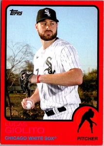 2021 Topps Archives 1973 Version Lucas Giolito White Sox #128 Red Parallel /75 - Bild 1 von 2