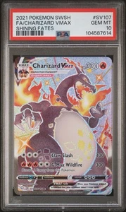 PSA 10 Charizard VMAX Shining Fates Full Art SV107/SV122 Pokemon Card FA 2021 - Picture 1 of 2