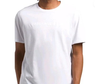 KARL Lagerfeld Mens Graphic logo T-shirt size M L XL White Gray short sleeve - Image 1 of 4