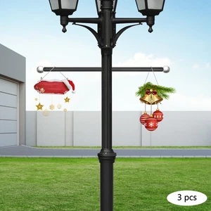 3 Pcs Modern Cross Arm Ladder Rest For Outdoor Lamp Posts And Poles Black - Picture 1 of 18