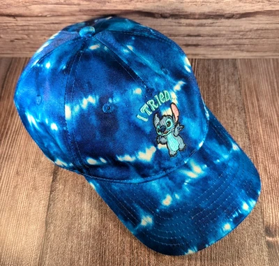 Sombrero Lilo & Stitch Azul Tie Dye "I Tried" Correa Bordada Ajustable Béisbol Foto 1 de 4