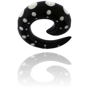 PAIR HORN 0g 8MM SPIRALS PLUGS TALONS INLAY DOTS PLUG - Picture 1 of 3