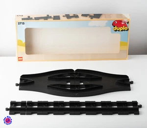 Vintage LEGO DUPLO 2713 Train Tracks β 8 Black Straights + Box (1984) - Picture 1 of 12