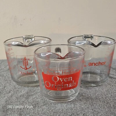 Vtg Anchor Hocking 2 Cup 16oz Measuring Cups LOT Of 3 USA Made 1/2 Litre - Image 1 of 4