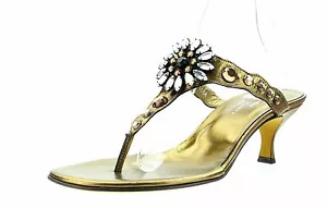Donald J Pliner VIP-10 Bronze Leather Flower Sandals Size 6.5 M NEW! - Picture 1 of 5