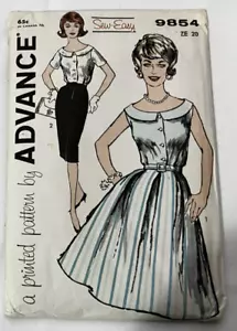 Vintage Advance Pattern #9854 Size 10-20 Sew Easy Pattern Skirt and Top Uncut - Picture 1 of 2