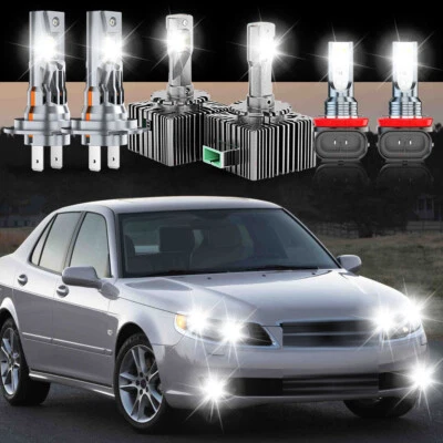 For Saab 9-5 2006-2007 6pcs LED HID Headlight High/Low+Fog light Bulbs Kit 6000K - Image 1 of 4
