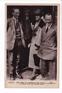Avaitor H G Hawker & Wife with Com. Grieve after Atlantic Flight RPPC c.1919 - Picture 1 of 2