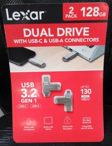 ¡¡NUEVO!! Lexar DUAL UNIDAD con USB-C y USB-A. 3.2 GEN 1 (PACK 128GB x 2) - Imagen 1 de 2