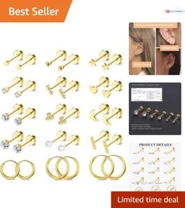 Multipack Tiny Stud & Hoop Earrings for Multiple Piercings - Hypoallergenic - Picture 1 of 9