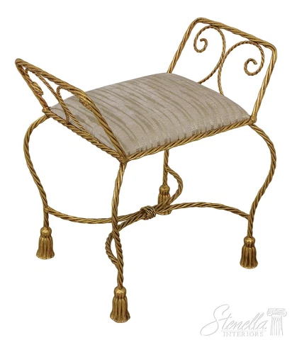 59582EC: Italian Corda & Tassel Gold Gilt Iron Bench Cover