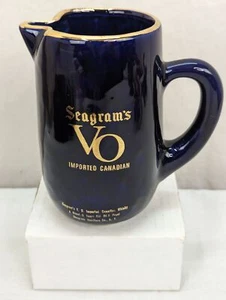Seagram's VO Imported Canadian Blue 6 Inch Pub Jug Water Jug with Gold Trim - Picture 1 of 9