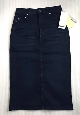 Falda vaquera moldeadora H&M (US 2 / EU 34) teñida azul oscuro NUEVA Y SIN USAR con ETIQUETAS Foto 1 de 4