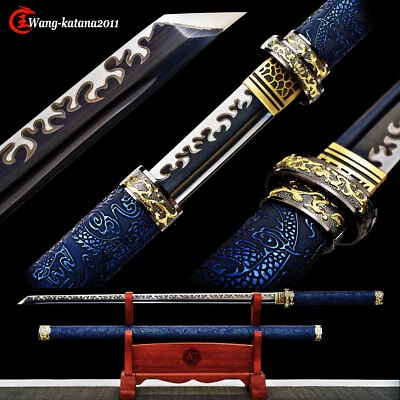 Blue Dragon Ninjato Ninja 1095 Carbon Steel Japanese Straight Battle Sword - image 1 of 4