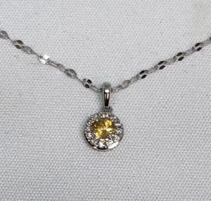 LC Lauren Conrad 10K White Gold Citrine & Diamond Pendant with 18" Chain - Picture 1 of 4
