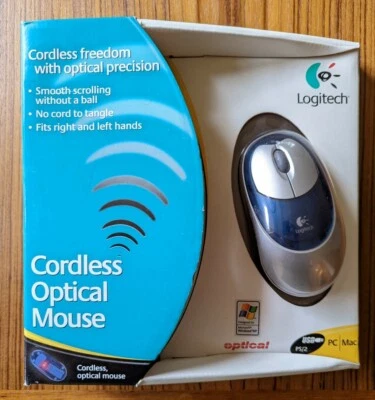 930616-0403, Logitech Cordless Optical Mouse PS2 or USB for PC/ MAC Compute vtg - Image 1 of 4