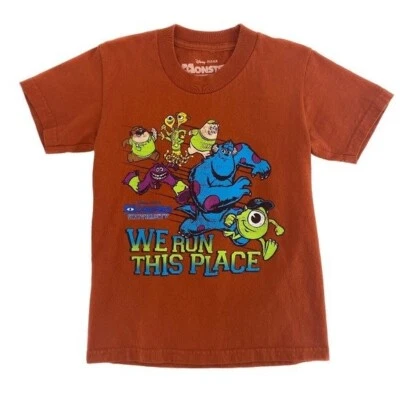 DISNEY • PIXAR Monsters University "We Run This Place" Orange T-Shirt Size 5/6 - Image 1 of 4