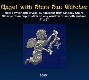 Pewter & Crystal ANGEL Sun Catcher by Lindsay Claire - Picture 1 of 1