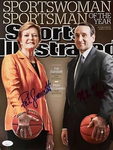 Foto de portada 11x14 SI firmada a mano real de Mike Krzyzewski y Pat Summitt JSA LOA - Imagen 1 de 6