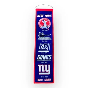 New York Giants NFL Heritage Banner Embroidered Wool 8" X 32" - Picture 1 of 2