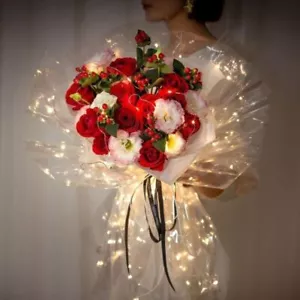 Papel de envolver ramo de flores LED luminoso hágalo usted mismo papel impermeable para decoración de regalos - Imagen 1 de 18