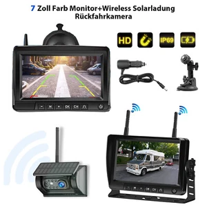 Rückfahrkamera Wireless Solarbatterie IR Nachtsicht IP69+1080P 7" Farbig Monitor - Bild 1 von 14